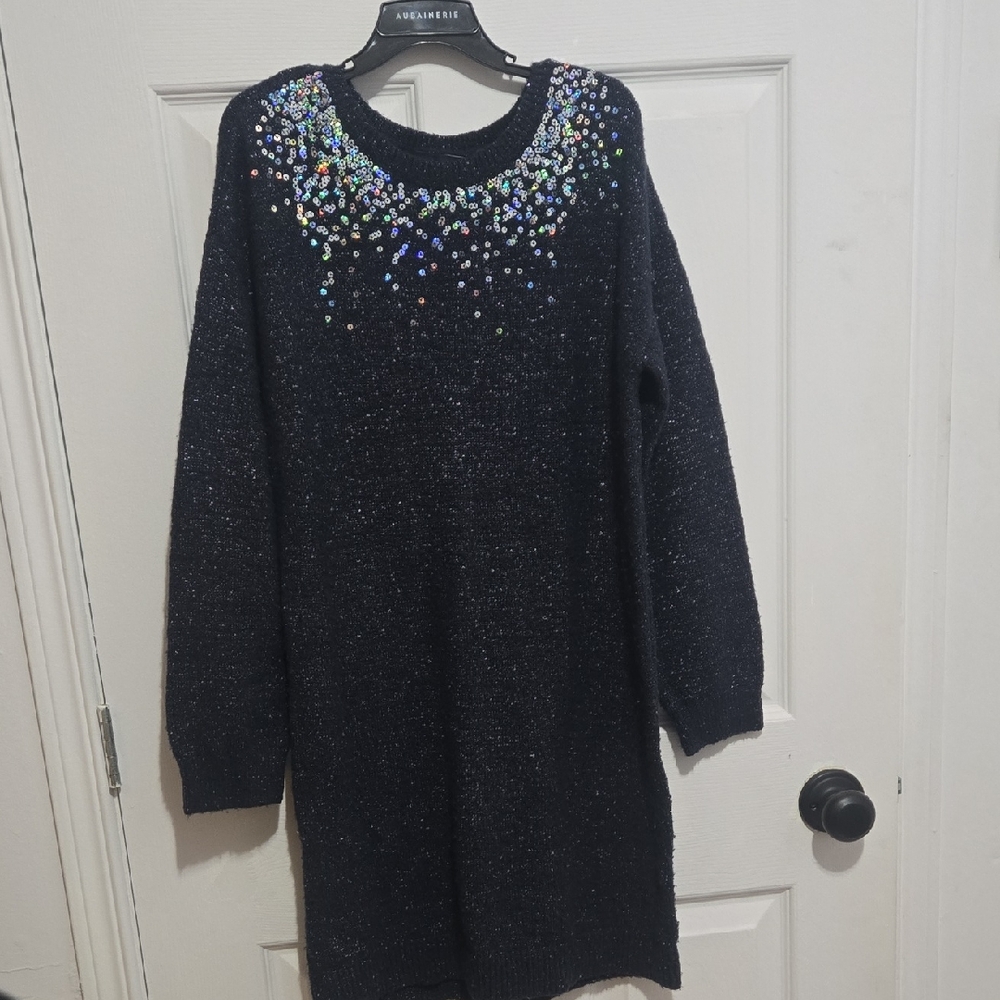 Children's Place Navy Sweater Dress with Sequin